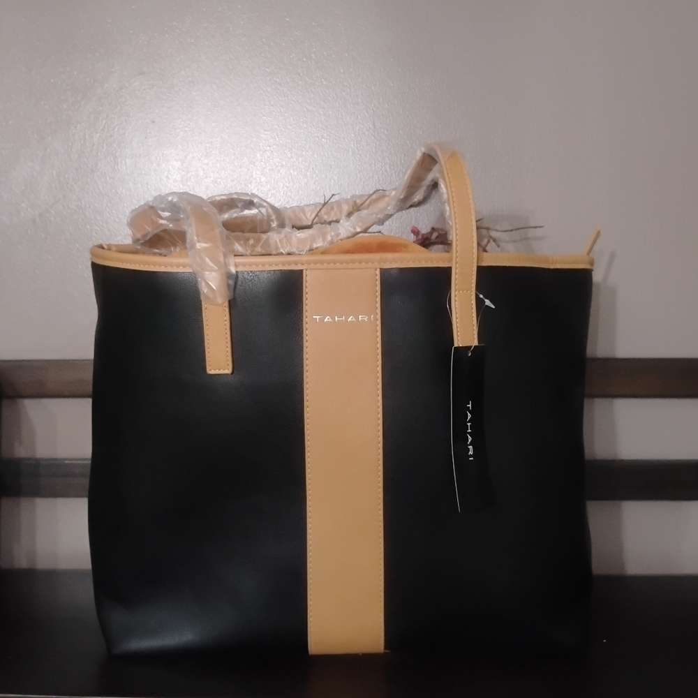 Tahari Kristen Black & Tan Tote NWT - Picture 10 of 10